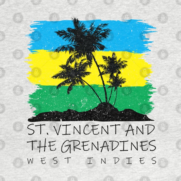St Vincent and the Grenadines National Colors with Palm Silhouette by IslandConcepts